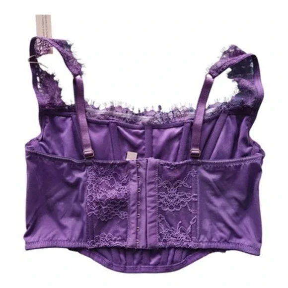 Victoria's Secret Purple‎ Lace Corset Bustier Top Bra S-DD Romantic Retro - Picture 2 of 3